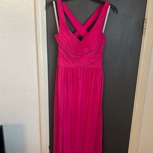 Magenta for length bridesmaids dress from David’s bridal